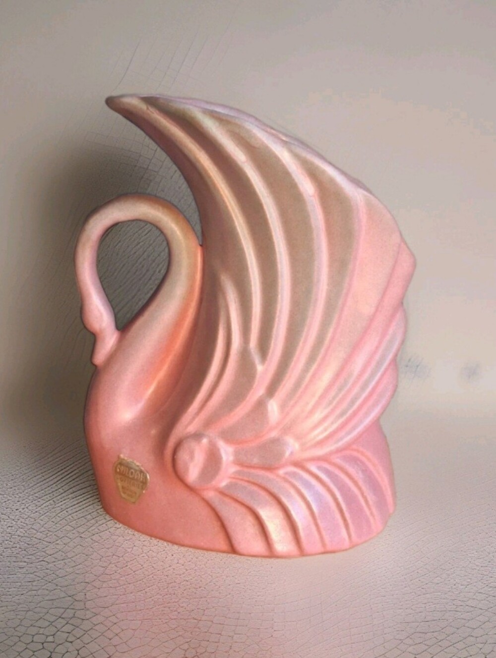 Vintage Niloak Pottery Dusty Pink Swan Vase Planter Circa 1920’s-40’s